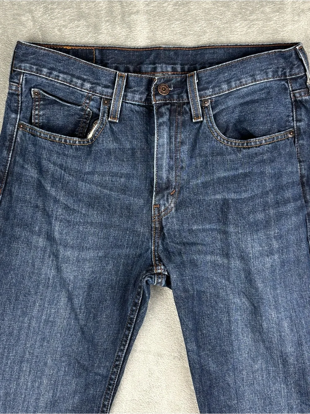 Levi’s 527 Jeans Mens 32X32 (Fit 32X31) Blue Slim Boot Cut Dark Wash Distressed